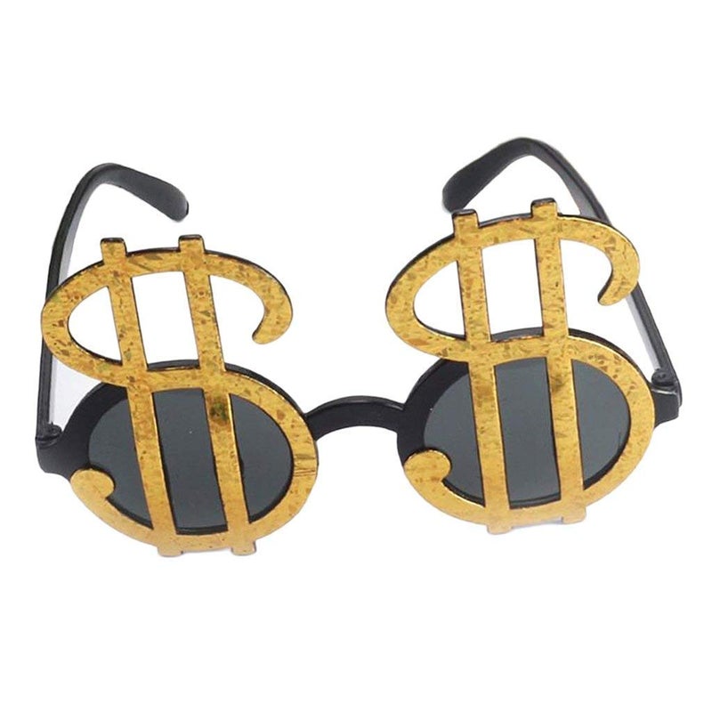 KODORIA 3pcs Golden Dollar Sign Money Pendant Necklace Glasses Ring Menâ€™s Funny Pimp Gangster Rapper Fancy Costume Prop - Image 3